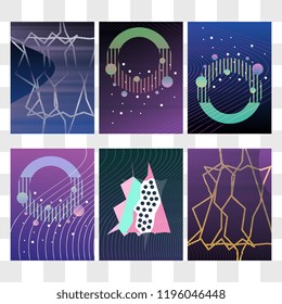 Set of covers design templates with vibrant gradient background vector. Hipster futuristic modern design. Applicable for placards, banners, flyers, and reports template. Abstract illustration Eps10.