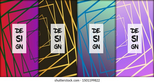 Set of covers design templates with vibrant gradient background. Modern trendy poster with geometric shapes