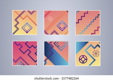 Set of covers design templates with vibrant gradient background. Modern trendy poster with geometric shapes