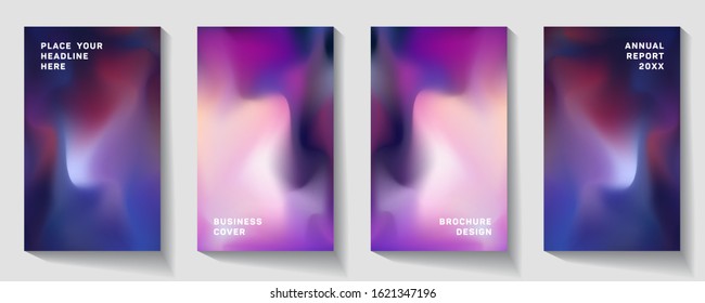 Set of covers design templates with vibrant gradient background.  Trendy modern design. Applicable for placards, banners, flyers, presentations, covers and reports. Vector illustration. Eps10