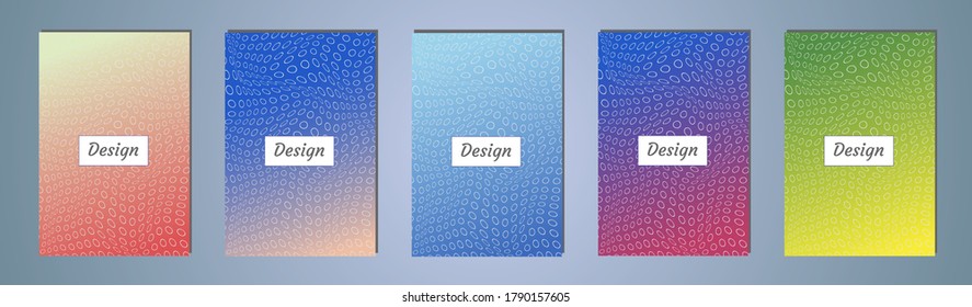Conjunto de plantillas de diseño de cubiertas con fondo de gradiente vibrante. Afiche moderno de moda con formas geométricas