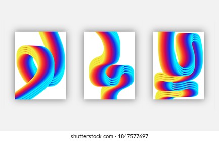 Set of covers design templates with vibrant gradient background. Trendy modern design. Applicable for placards, banners, flyers, presentations, covers and reports. Vector illustration. Eps10.