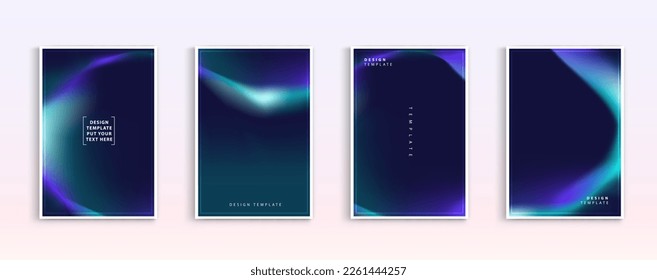 Set of covers design templates with vibrant northern lights gradient background. trendy modern design. applicable for landing pages, covers, brochures, flyers, presentations, banners. Vector design.