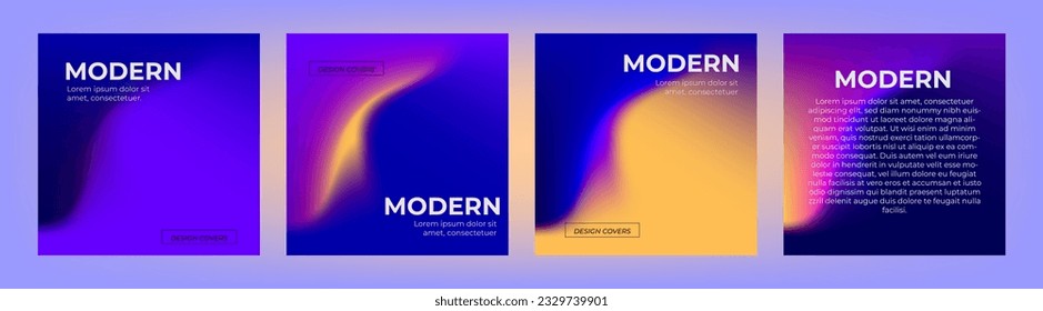 Set of covers design templates with vibrant gradient background. Trendy modern design. Applicable for placards, banners, flyers, presentations, covers and reports. Vector illustration. Eps10
