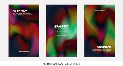 Set of covers design templates with vibrant gradient background. Trendy modern design. Applicable for placards, banners, flyers, presentations, covers and reports. Vector illustration