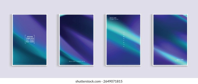 Set of covers design templates with vibrant northern lights gradient background. trendy modern design. applicable for landing pages, covers, brochures, flyers, presentations, banners. Vector design.