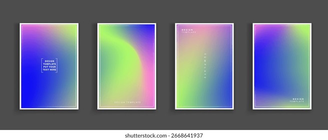 Conjunto de Plantillas de diseño de cubiertas con fondo de gradiente de luces del norte vibrante. diseño moderno de moda. aplicable para páginas de aterrizaje, cubiertas, folletos, volantes, presentaciones, Anuncios. Diseño de Vector.