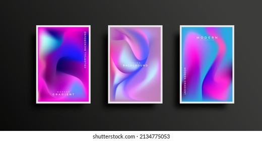 Set of covers design with vibrant gradient background templates. Colorful modern gradient template collection