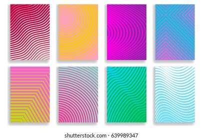 Set of covers with geometric halftone designs in various colors
