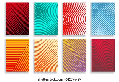 Set of covers with geometric halftone designs in various colors