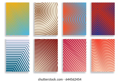 Set of covers with geometric halftone designs in various colors