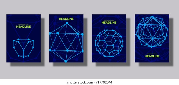 Set of Covers with geometric line shapes. Applicable for Banners, Placards, Posters, Flyers and booklet Designs templates. Vector illustration