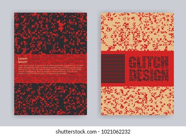 Set of Covers with Glitch Abstract Background. Vector illustration 