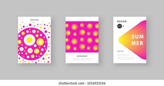 Set of covers with gradient shapes. Geometric backgrounds. Summer flyers. Vector eps10