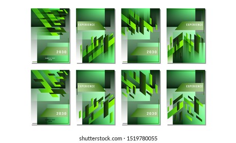Set covers green gradient abstract geometric shapes rectangle design for Presentation, Annual Reports, Brochures, Posters, Document Pages. A4 Title Sheet Template vector illustration.