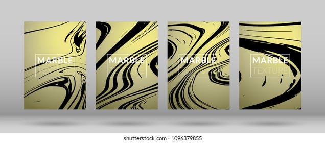 Set of  Covers with Marble Texture. Ink Splash. Colorful Fluid. Marble Textured Cool Cover, Party Flyers, Business Card, Poster Design, Futurist Title Page.

