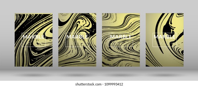 Set of  Covers with Marble Texture. Ink Splash. Colorful Fluid. Poster, Brochure, Invitation, Simple Design Presentation, Cover Book, Magazine Cover, Catalog, Sale, Announcement. Size A4. 
