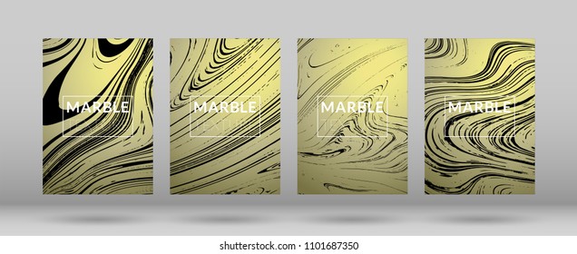 Set of  Covers with Marble Texture. Ink Splash. Colorful Fluid. Poster, Brochure, Invitation, Simple Design Presentation, Cover Book, Magazine Cover, Catalog, Sale, Announcement. Size A4. 
