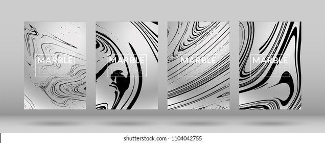 Set of  Covers with Marble Texture. Ink Splash. Colorful Fluid. Marble Textured Cool Cover, Party Flyers, Business Card, Poster Design, Futurist Title Page.

