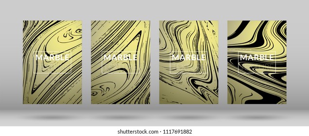 Set of  Covers with Marble Texture. Ink Splash. Colorful Fluid. Marble Textured Cool Cover, Party Flyers, Business Card, Poster Design, Futurist Title Page.