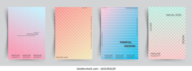 Set of covers. Minimal abstract design with lines of calm color on gradient background of calm color. This is design for book, cover, journal, leaflet and other ideas. Eps 10