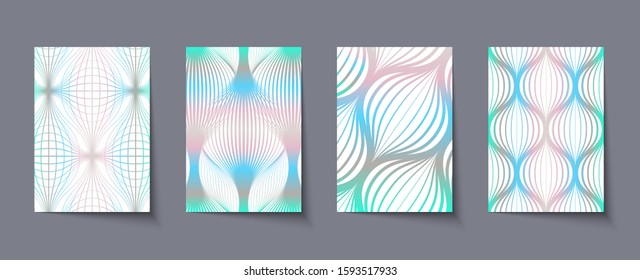 Set of covers with a minimalist design. Gradient geometric lines. Applicable for Banners, Placards, Posters, Flyers and Banner Designs. Vector illustration