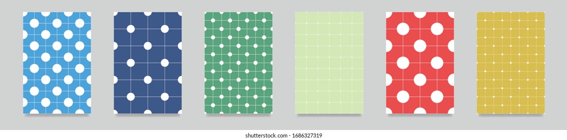 Conjunto de tapas de texturas sin fisuras. Fondo con la imagen de un patrón geométrico. Adecuado para portada de revista, impresión exterior, anuncios y decoración. Ilustración vectorial.	