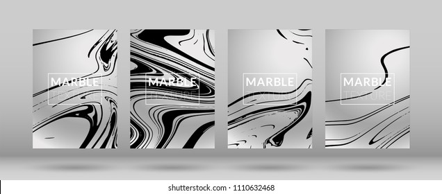 Set of  Covers with Silver Marble Texture. Gradient Vector Marble. Silver Textured Cool Cover, Party Flyers, Business Card, Poster Design, Futurist Title Page.

