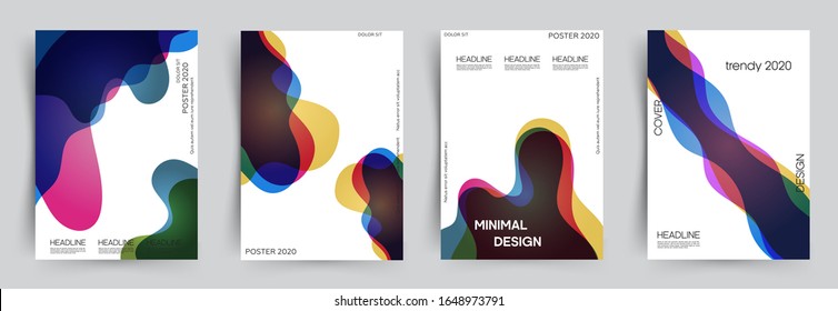 Set of covers. Smooth and colorful dynamic shapes on white background. This is design for book, cover, leaflet and other ideas. Eps 10