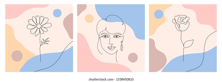 Set of covers for social media stories, cards, flyer, poster, banners and other promotion.Beauty and fashion concept.