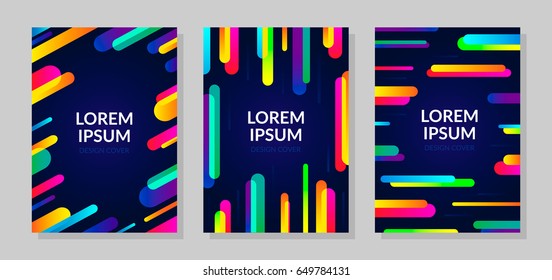 Set of covers template with abstract colorful shapes. Use for covers, placards, banners, posters, flyers. Vector illustration.