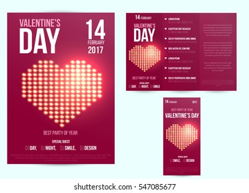 Set covers template for poster, flyer and brochure or greeting card. Design inspiration for  valentine's day. Vector illustration