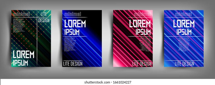 Deckensatz. Verschiedene Neonrochen, Linien mit Hintergrundbeleuchtung. Dies ist Design für Cover, Template, Tapete, Web und andere Ideen. EPS10