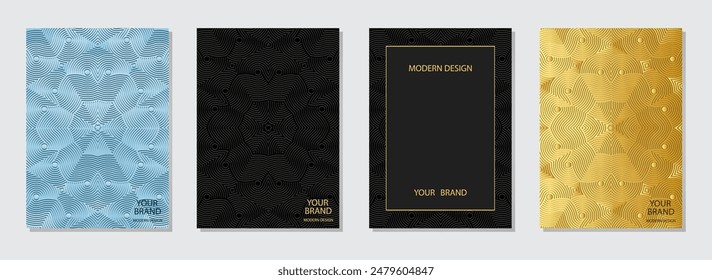 Juego de fundas, Plantillas de Vertical. Colección de relieve, fondos geométricos con patrones decorativos 3D, exótico. Ornamentos étnicos, creatividad hecha a mano de Oriente, Asia, India, México, Azteca, Perú.