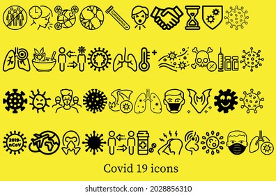 Set of Covid 19 icons.
Editable eps 10  file.