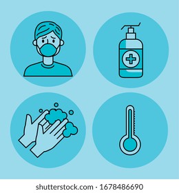 set of covid 19 pandemic icons vector illustration design