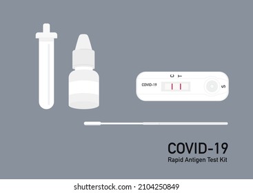 set of Covid-19 antigen test kit atk isolated on plane background