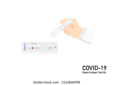 set of Covid-19 antigen test kit resulted vector isolated on white background