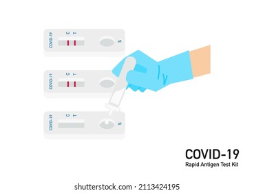 set of Covid-19 antigen test kit resulted vector isolated on white background ep17