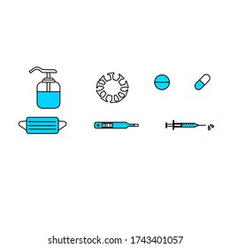 Set of COVID-19  vector icon  use in hospital 