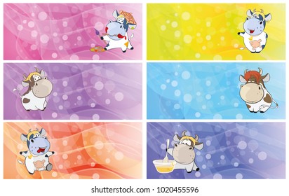 Set of Cow banners templates.