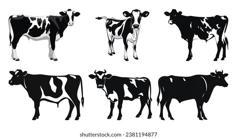 Ilustración de vectores de color negro de vaca