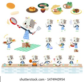 A set of cow boy about cooking.There are actions that are cooking in various ways in the kitchen.It's vector art so it's easy to edit.
