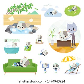 A set of cow boy about relaxing.There are actions such as vacation and stress relief.It's vector art so it's easy to edit.
