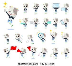 A set of cow boy with digital equipment such as smartphones.There are actions that express emotions.It's vector art so it's easy to edit.
