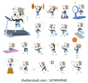 A set of cow boy on exercise and sports.There are various actions to move the body healthy.It's vector art so it's easy to edit.
