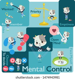 A set of cow boy who control emotions.A variety of image illustrations expressing self emotion.It's vector art so it's easy to edit.