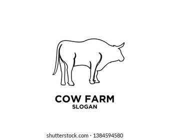 set cow farm black outline with white background logo icon designs vector illustration sign silhouette