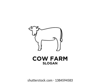 set cow farm black outline with white background logo icon designs vector illustration sign silhouette