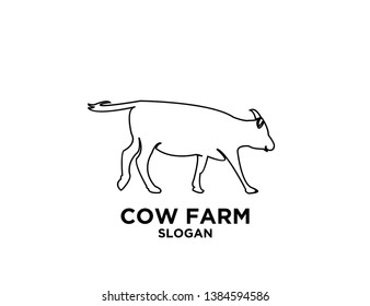 set cow farm black outline with white background logo icon designs vector illustration sign silhouette